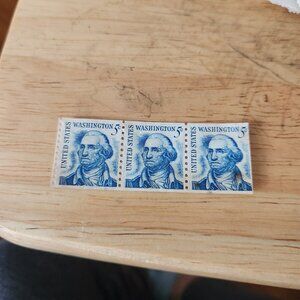 3 1966 uncanceled 5c washington stamps
